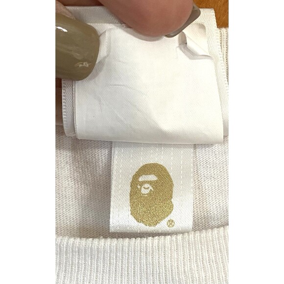 A Bathing Ape BAPE Hexagram College Tee White Blue Mens Large T-Shirt - Picture 8 of 12